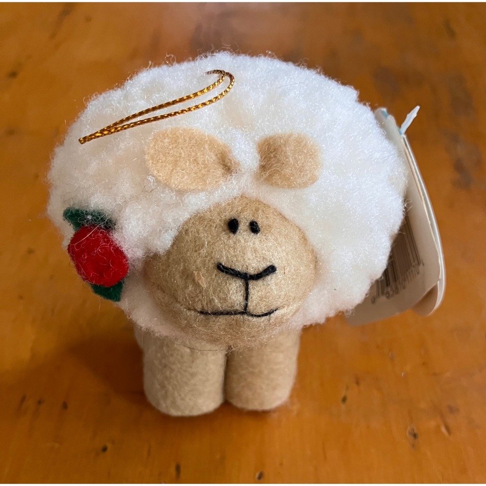 NWT Vintage 1988 Ganz Wooliemania Ornament Rare White Sheep Plush Tag